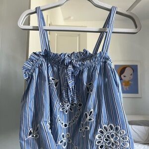 Anthropologie Maeve Blue and White Striped Top